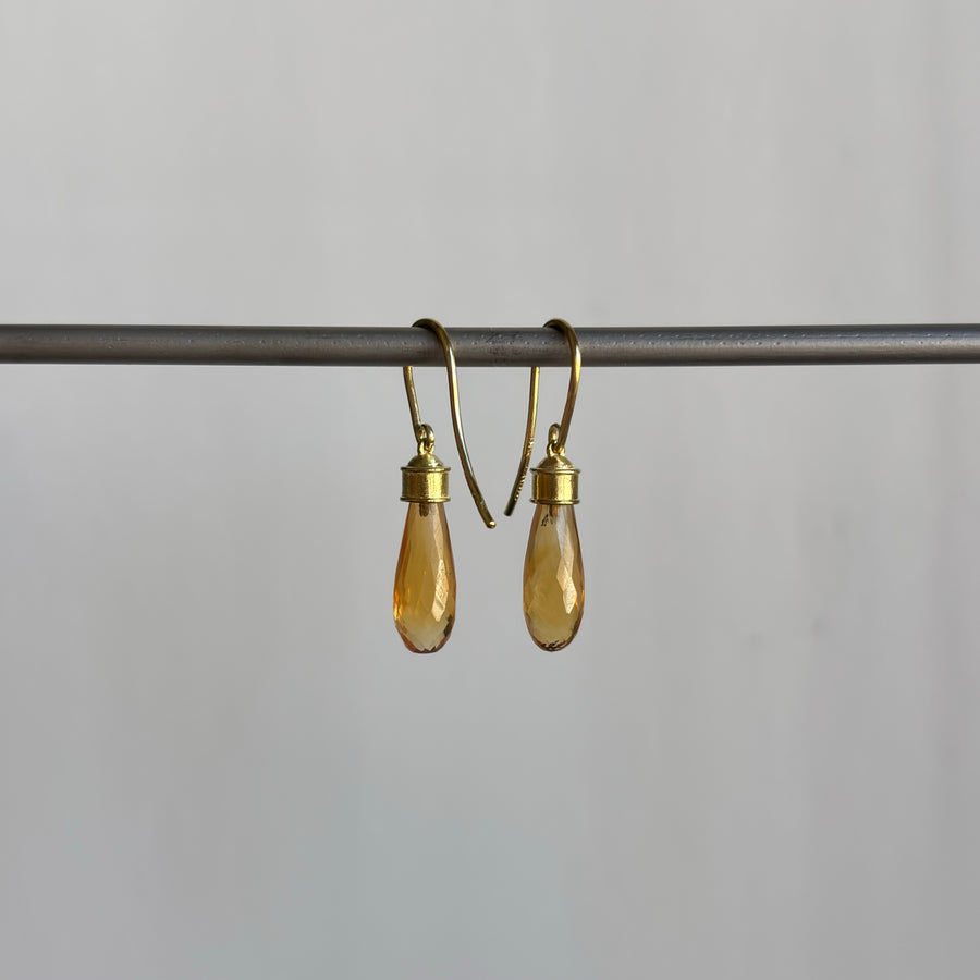 Citrine Briolette Etruscan Drop Earrings