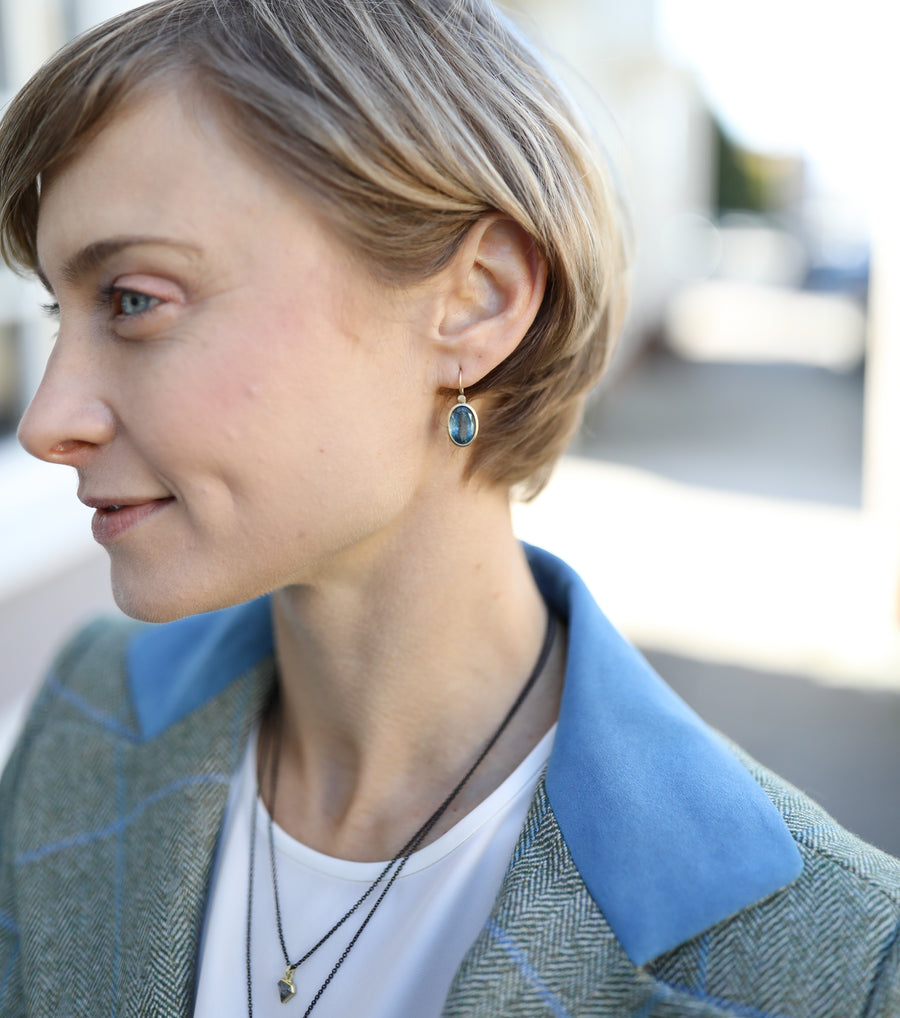 Oval Cerulean Aquamarine Earrings