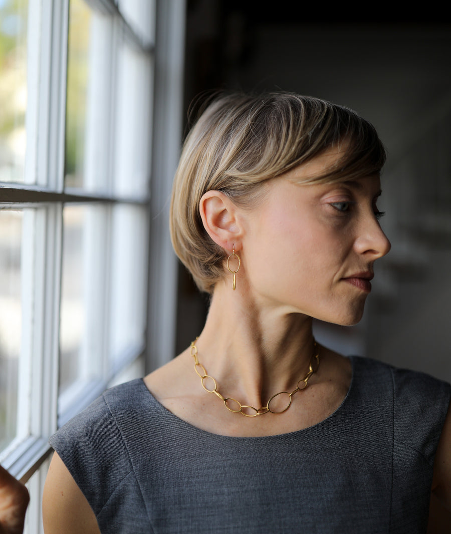 22k Double Pebble Link Earrings