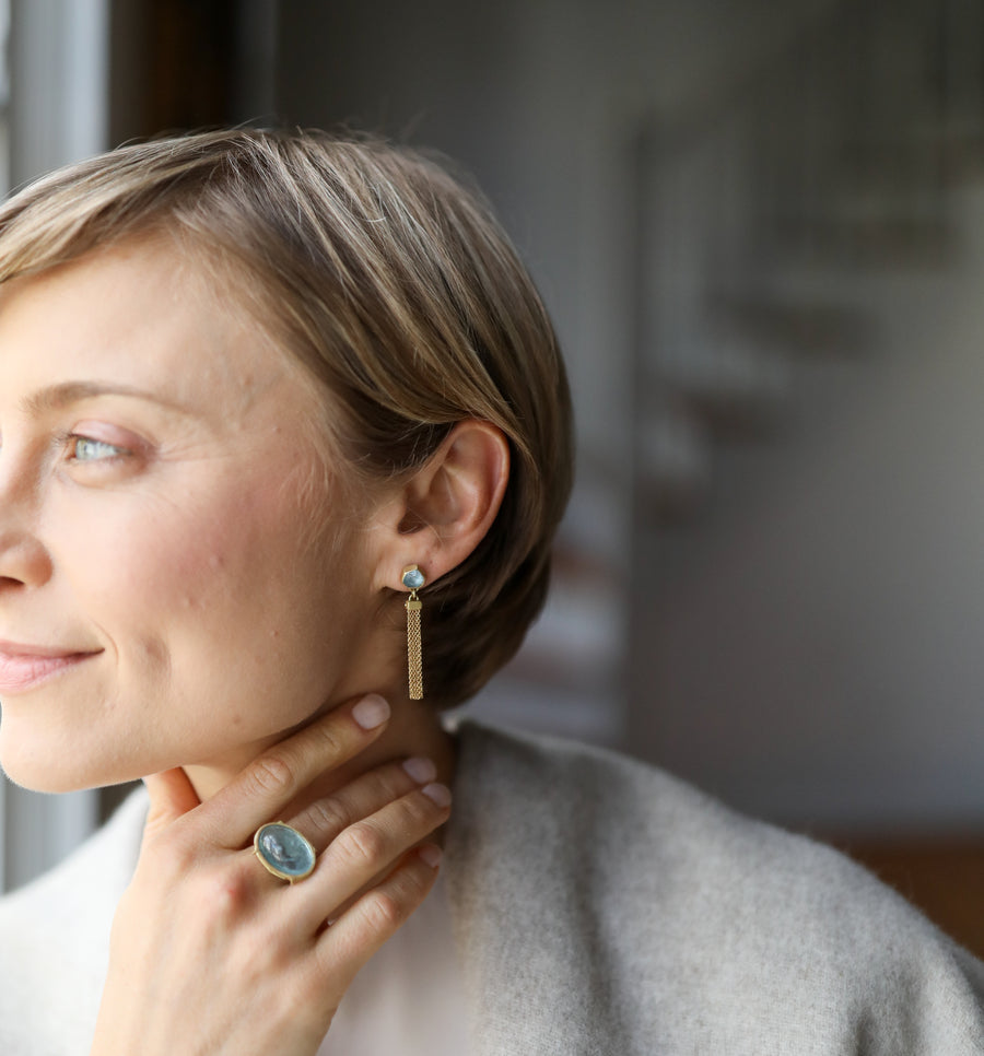 Aquamarine Fringe Earrings