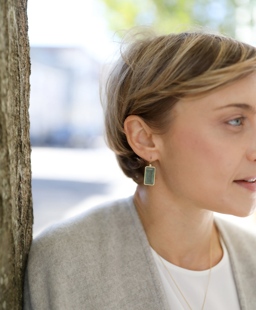 Emerald Cut Beryl Earrings