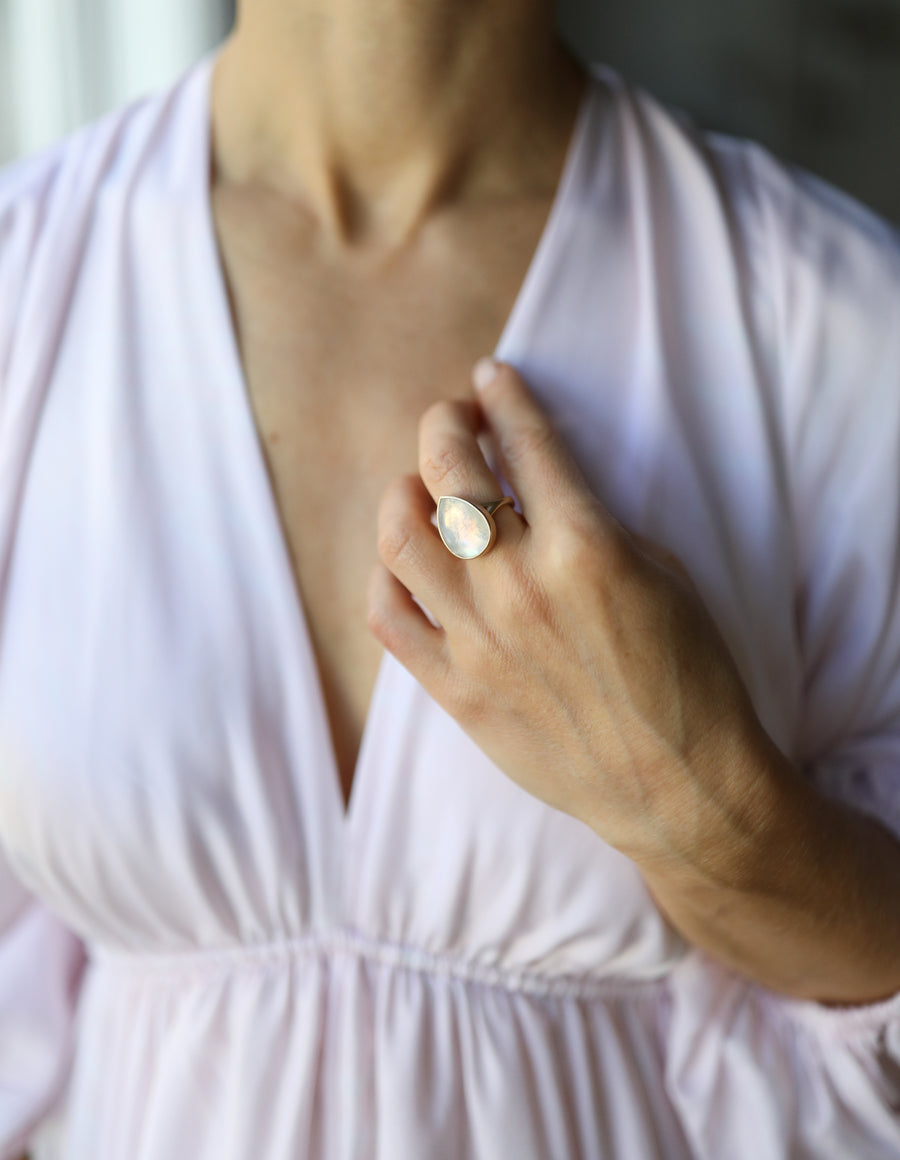 Moonstone Teardrop Ring