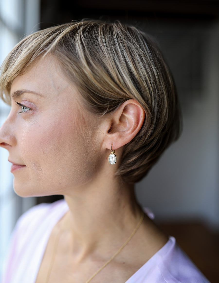 Grey Cushion Diamond Drop Earrings