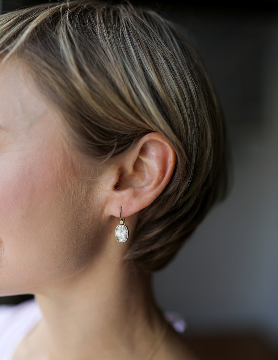 Grey Cushion Diamond Drop Earrings