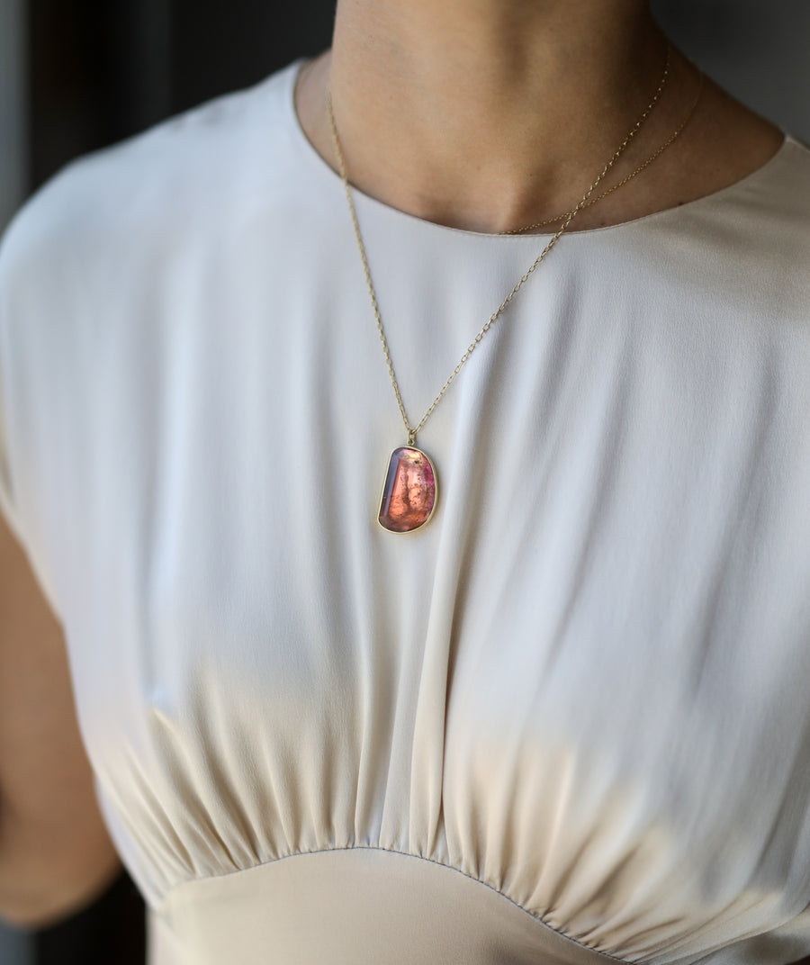 Peachy Pink Tourmaline Necklace