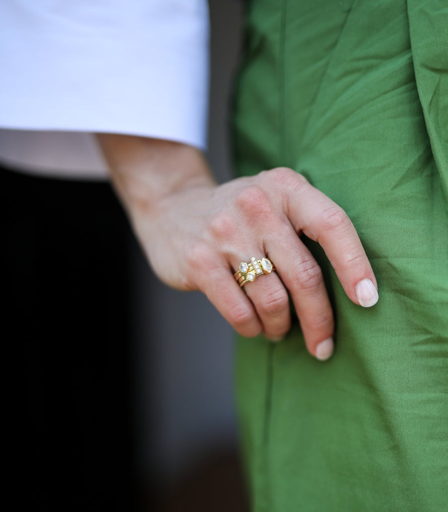 Five-Sided Diamond Bar Ring