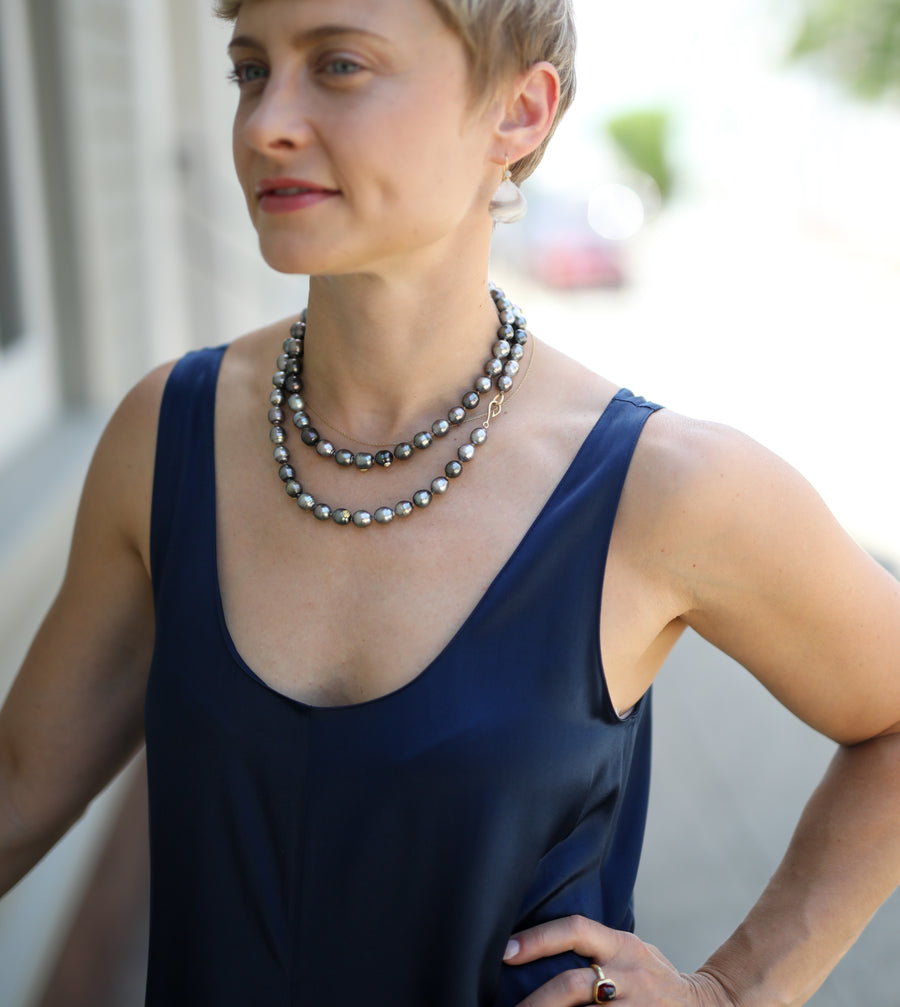 Moonbow Tahitian Pearl Ruthie B. Necklace with Barnacles