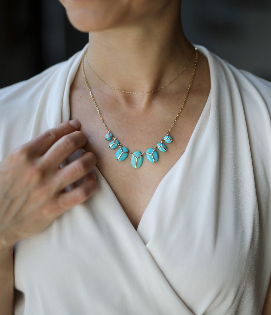 Turquoise Lucky Scarab Charm Necklace