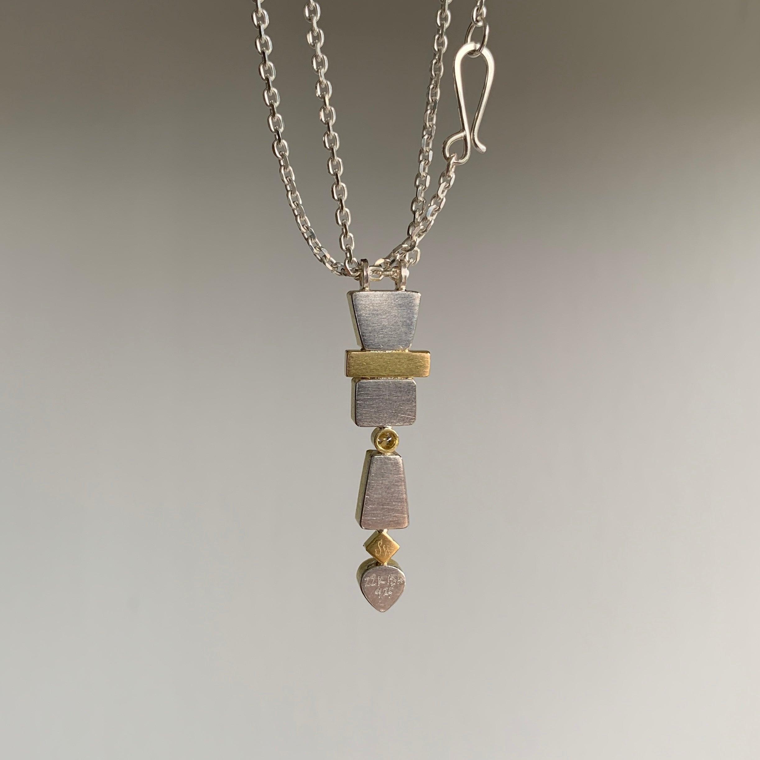 Aquamarine, Spinel, and Diamond Totem Pendant