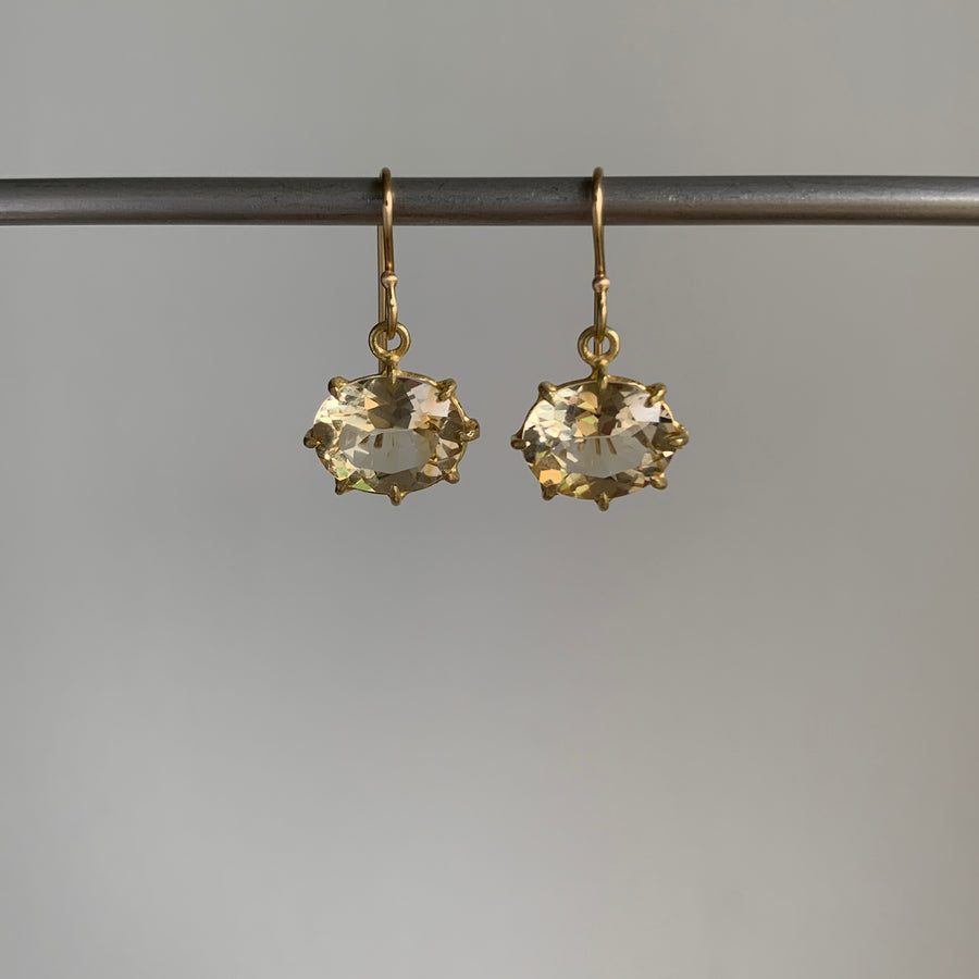 Small Faceted Oval Champagne Citrine Earrings