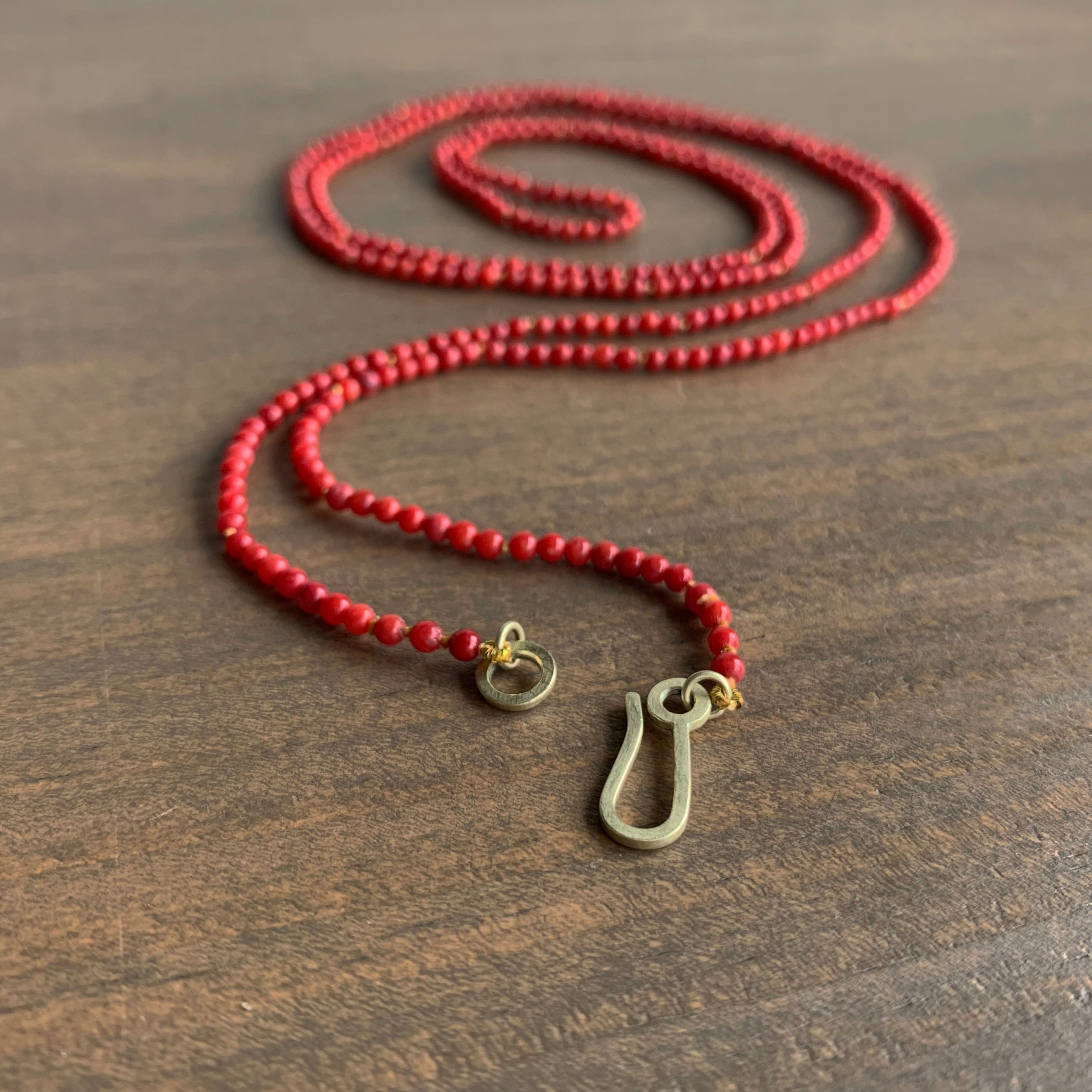 Coral seed bead on sale necklace